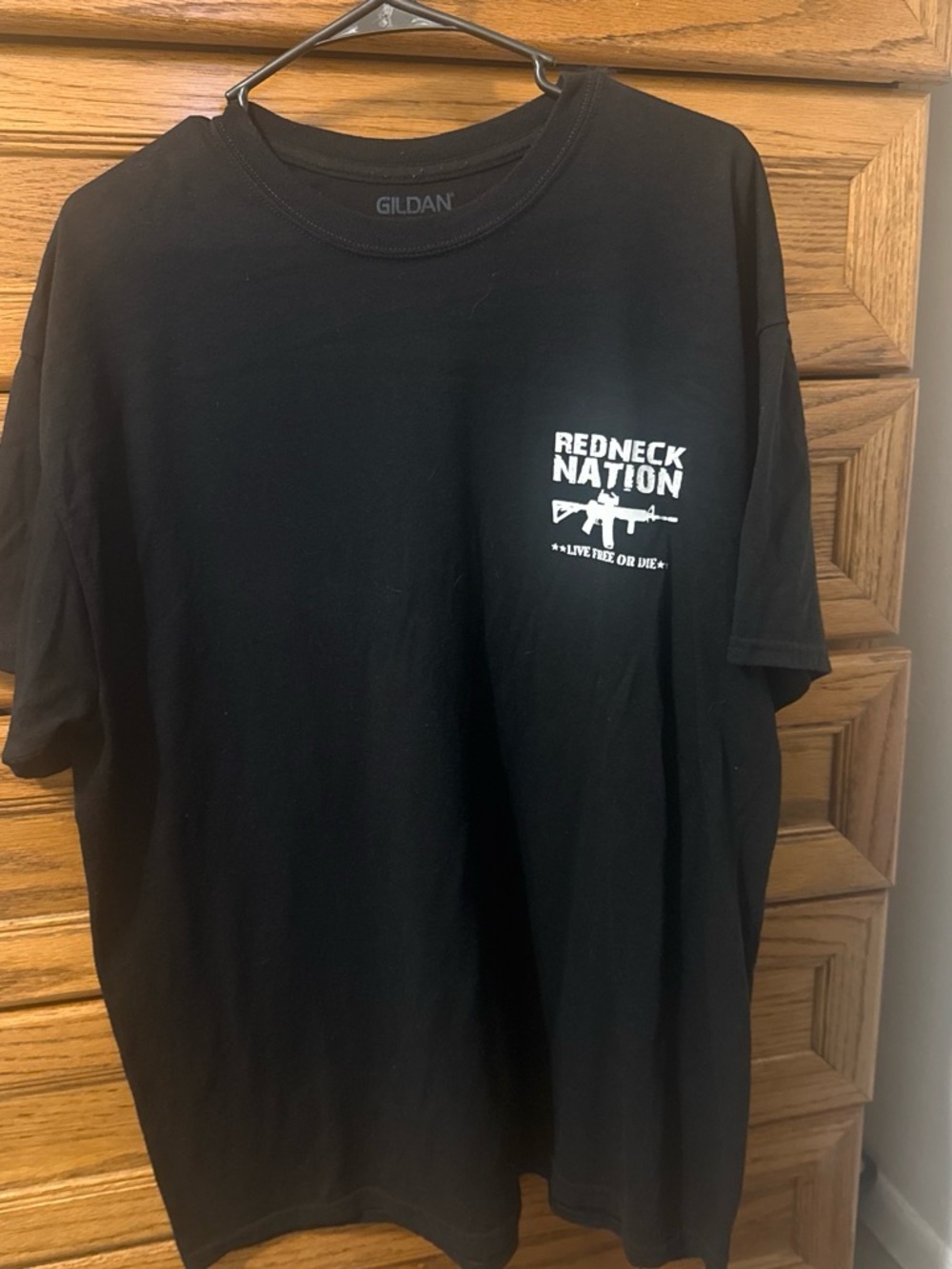 Gildan Black Short Sleeve Tee with White 'Redneck Nation' Chest Graphic